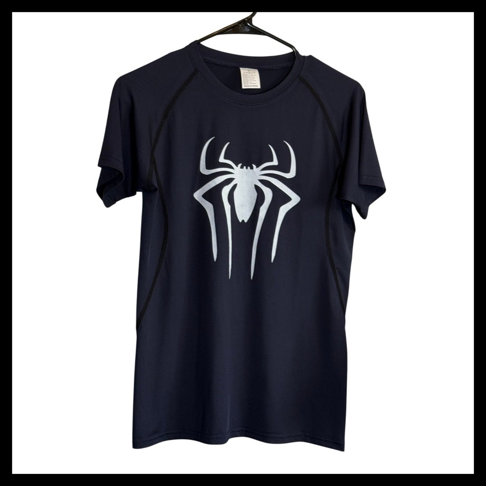 Spider-Man Graphic Athletic T-Shirt Womens Large Navy Blue Short Sleeve Tee